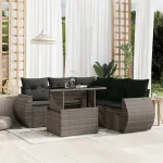 Set mobilier grădină cu perne, 6 piese, gri, poliratan GartenMobel Dekor