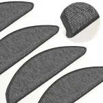 Covorașe pentru scări, 15 buc., 56x17x3 cm, bej și gri, semirotunde GartenMobel Dekor