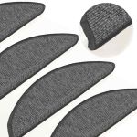 Covorașe pentru scări, 15 buc., 56x17x3 cm, bej și gri, semirotunde GartenMobel Dekor