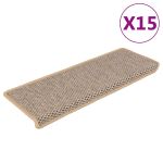 Covorașe scări autoadezive 15 buc. bej deschis 65x21x4 cm sisal GartenMobel Dekor