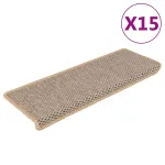 Covorașe scări autoadezive 15 buc. bej deschis 65x21x4 cm sisal GartenMobel Dekor