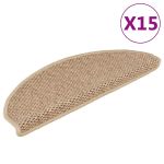 Covorașe scări autoadezive 15buc nisipiu 65x21x4cm aspect sisal GartenMobel Dekor