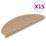 Covorașe scări autoadezive 15buc nisipiu 65x21x4cm aspect sisal GartenMobel Dekor