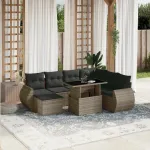 Set canapele de grădină cu perne, 8 piese, gri, poliratan GartenMobel Dekor