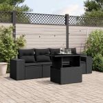 Set mobilier de grădină cu perne, 5 piese, negru, poliratan GartenMobel Dekor