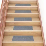 Covorașe autoadezive pentru scări, 15 buc., 60x25 cm, gri deschis, dreptunghiulare GartenMobel Dekor