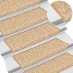Covorașe pentru scări, 15 buc., 65x21x4 cm, maro deschis, cu margini dreptunghiulare GartenMobel Dekor