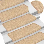 Covorașe pentru scări, 15 buc., 65x21x4 cm, maro deschis, cu margini dreptunghiulare GartenMobel Dekor