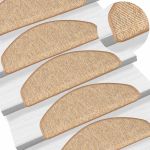 Covorașe pentru scări, 15 buc., 65x21x4 cm, maro deschis, semirotunde, mari GartenMobel Dekor