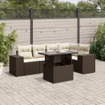 Set canapele de grădină cu perne, 6 piese, maro, poliratan GartenMobel Dekor