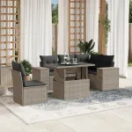 Set canapele de grădină cu perne, 6 piese gri deschis poliratan GartenMobel Dekor