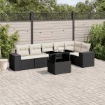 Set canapele de grădină cu perne, 7 piese, negru, poliratan GartenMobel Dekor