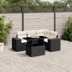 Set mobilier de grădină cu perne, 5 piese, negru, poliratan GartenMobel Dekor