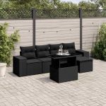 Set mobilier de grădină cu perne, 6 piese, negru, poliratan GartenMobel Dekor