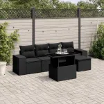 Set mobilier de grădină cu perne, 6 piese, negru, poliratan GartenMobel Dekor