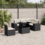 Set mobilier de grădină cu perne, 6 piese, negru, poliratan GartenMobel Dekor