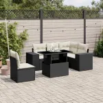 Set mobilier de grădină cu perne, 6 piese, negru, poliratan GartenMobel Dekor