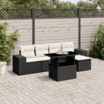 Set mobilier de grădină cu perne, 6 piese, negru, poliratan GartenMobel Dekor