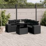 Set mobilier de grădină cu perne, 6 piese, negru, poliratan GartenMobel Dekor