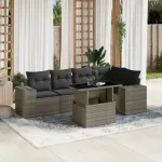 Set mobilier grădină cu perne, 6 piese, gri, poliratan GartenMobel Dekor