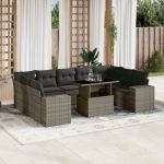 Set mobilier de grădină cu perne, 10 piese, gri, poliratan GartenMobel Dekor