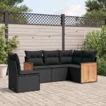 Set mobilier de grădină cu perne, 5 piese, negru, poliratan GartenMobel Dekor