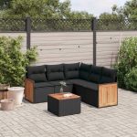 Set mobilier de grădină cu perne, 6 piese, negru, poliratan GartenMobel Dekor