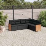 Set mobilier de grădină cu perne, 6 piese, negru, poliratan GartenMobel Dekor