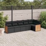 Set mobilier de grădină cu perne, 6 piese, negru, poliratan GartenMobel Dekor