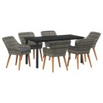 Set de masă pentru grădină cu pernă 7 pcs Gri poliratan GartenMobel Dekor