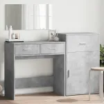 Set de măsuță de toaletă, 3 piese, gri beton, lemn prelucrat GartenMobel Dekor