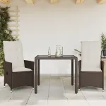 Set bistro cu perne, 3 piese, maro, poliratan GartenMobel Dekor
