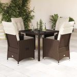 Set mobilier de grădină, 5 piese, cu perne, maro, poliratan GartenMobel Dekor