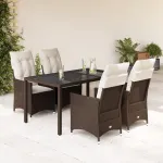 Set mobilier de grădină, 5 piese, cu perne, maro, poliratan GartenMobel Dekor