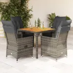 Set mobilier de grădină cu perne, 5 piese, gri, poliratan GartenMobel Dekor
