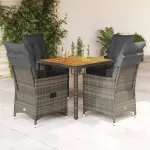 Set mobilier de grădină cu perne, 5 piese, gri, poliratan GartenMobel Dekor
