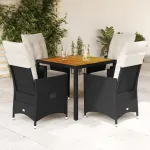 Set mobilier de grădină cu perne, 5 piese, negru, poliratan GartenMobel Dekor
