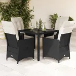 Set mobilier de grădină cu perne, 5 piese, negru, poliratan GartenMobel Dekor