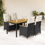 Set mobilier de grădină cu perne, 5 piese, negru, poliratan GartenMobel Dekor