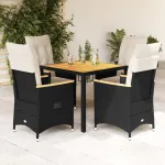Set mobilier de grădină cu perne, 5 piese, negru, poliratan GartenMobel Dekor