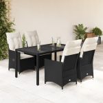 Set mobilier de grădină cu perne, 5 piese, negru, poliratan GartenMobel Dekor