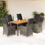Set mobilier de grădină cu perne, 7 piese, gri, poliratan GartenMobel Dekor