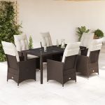 Set mobilier de grădină cu perne, 7 piese, maro, poliratan GartenMobel Dekor