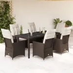 Set mobilier de grădină cu perne, 7 piese, maro, poliratan GartenMobel Dekor