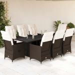 Set mobilier de grădină cu perne, 9 piese, maro, poliratan GartenMobel Dekor