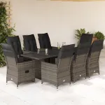Set mobilier grădină cu perne, 9 piese, gri, poliratan GartenMobel Dekor