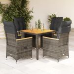 Set mobilier de grădină cu perne, 5 piese, gri, poliratan GartenMobel Dekor