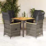 Set mobilier de grădină cu perne, 5 piese, gri, poliratan GartenMobel Dekor