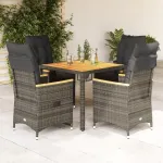 Set mobilier de grădină cu perne, 5 piese, gri, poliratan GartenMobel Dekor