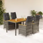 Set mobilier de grădină cu perne, 5 piese, gri, poliratan GartenMobel Dekor